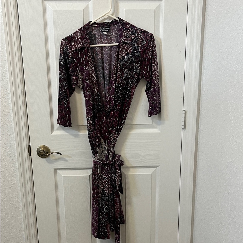 Purple Patterned Wrap Dress